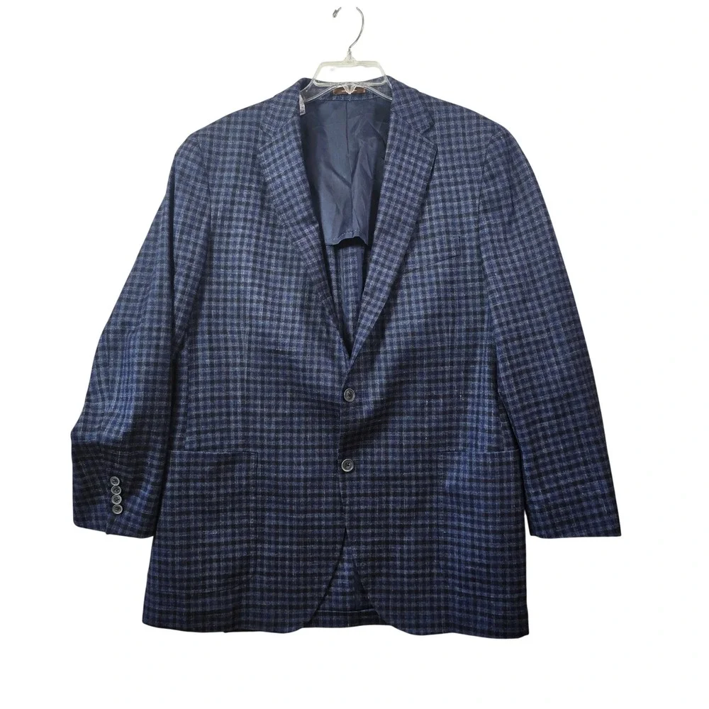 Peter Millar Loro Piana Windowpane Sport Coat Mens 44T Wool Silk Linen Cashmere